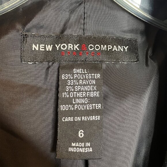 NY & Co Black Stretch Metallic Stripe Blazer Size 6 - Picture 9 of 16